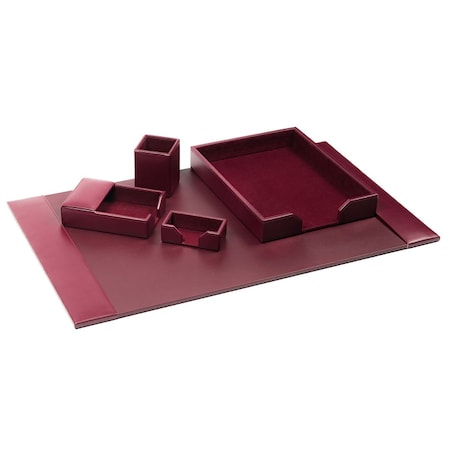 Dacasso Burgundy 5-Piece Leather Desk Set, Bonded Leather DF-5202